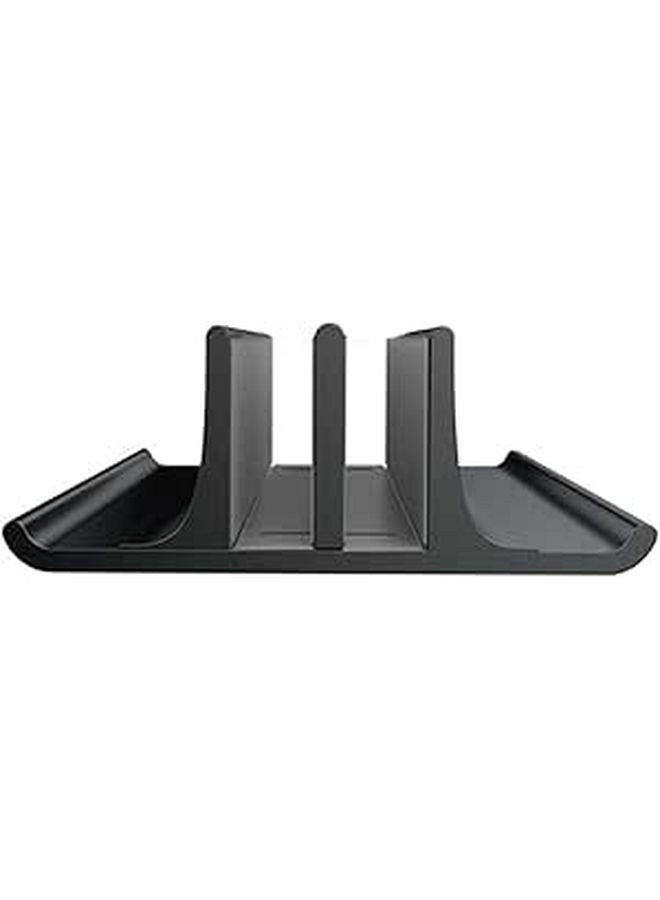 Aluminum Alloy Laptop Vertical Stand Black Single Slot Notebook Holder With Heat Dissipation for Desk Use - Image 1