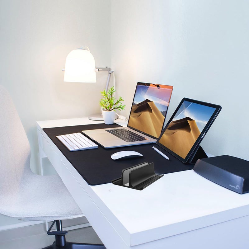 Aluminum Alloy Laptop Vertical Stand Black Single Slot Notebook Holder With Heat Dissipation for Desk Use - Image 4