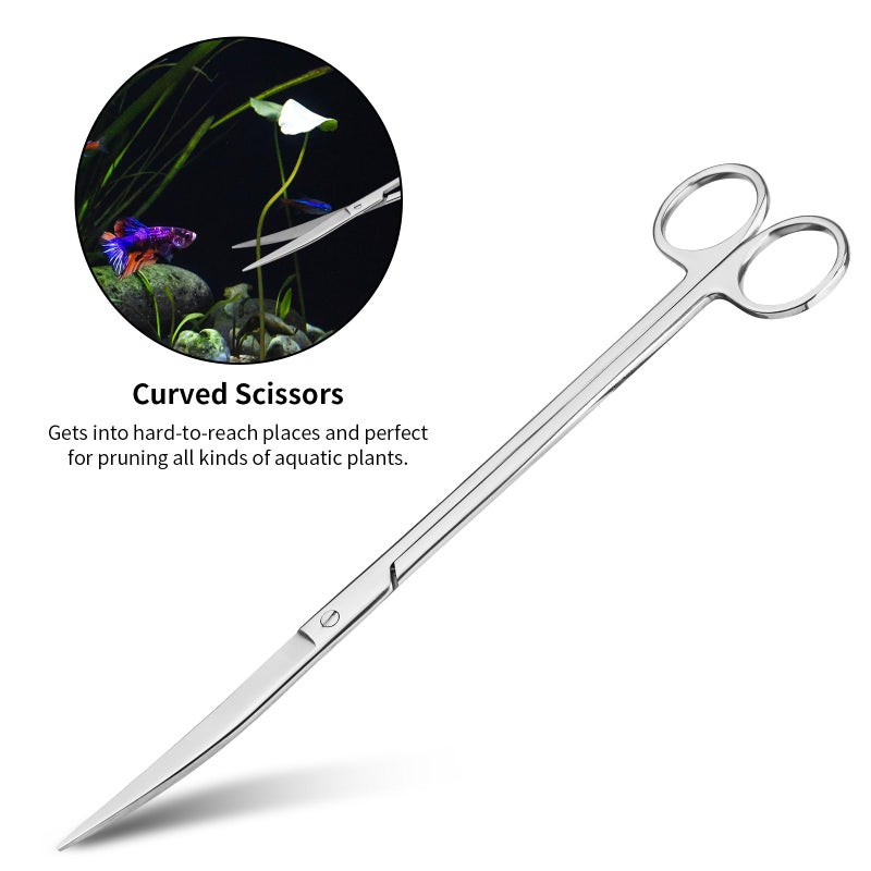 Ohtomber Aquascape Tools Aquarium Kit - 4PCS Terrarium Supplies Include Long Tweezers for Terrarium, Feeding Tongs, Aquarium Scissors, Algae Scraper for Fish Tank Cleaning Plant Trimming - Image 3