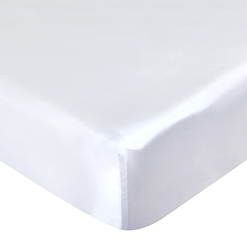 Coldwind Satin Crib Sheet Soft & Silky Fitted Crib Mattress Sheet (52"x28"x8") for Boys and Girls, Baby Crib Sheets for Standard Crib Mattress, Silk Crib Sheets for Baby Hair and Skin White Crib Sheets - Image 1