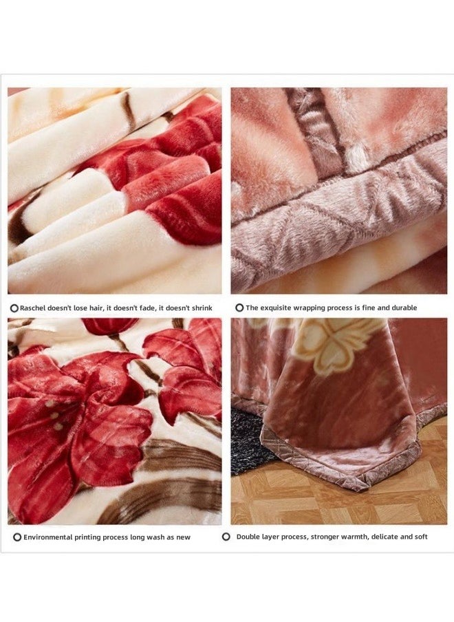 KYD - Microfiber Double Layer Winter Thick Raschel Mink Weighted Blanket For Double Bed Soft Warm Heavy Fluffy Soft 180*220CM 3KG - Image 1