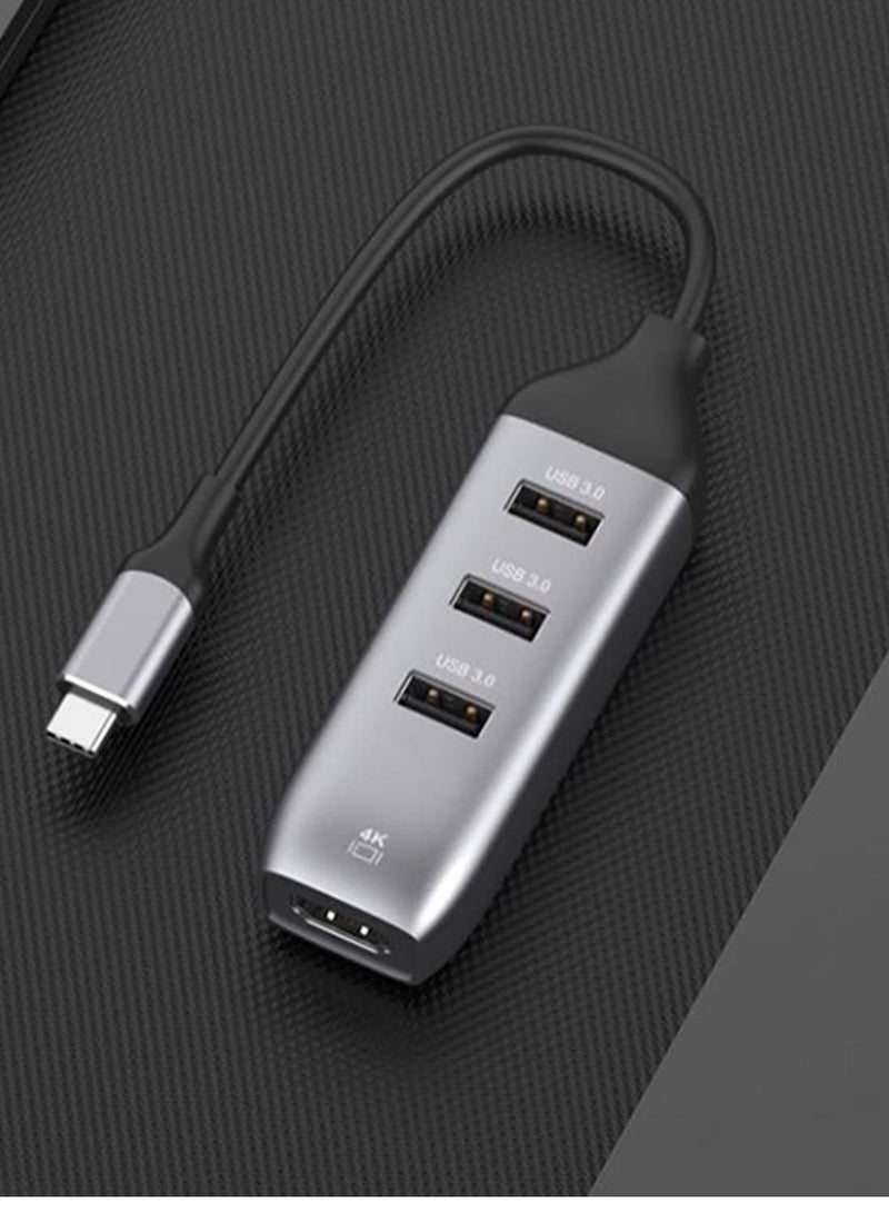 C to HDMI Adapter with 3 USB 3.0 Ports, HDMI 4K Output, Compatible with MacBook Pro, iPad, XPS, Surface, Android, and More, DP Alternative Mode Required - Image 2