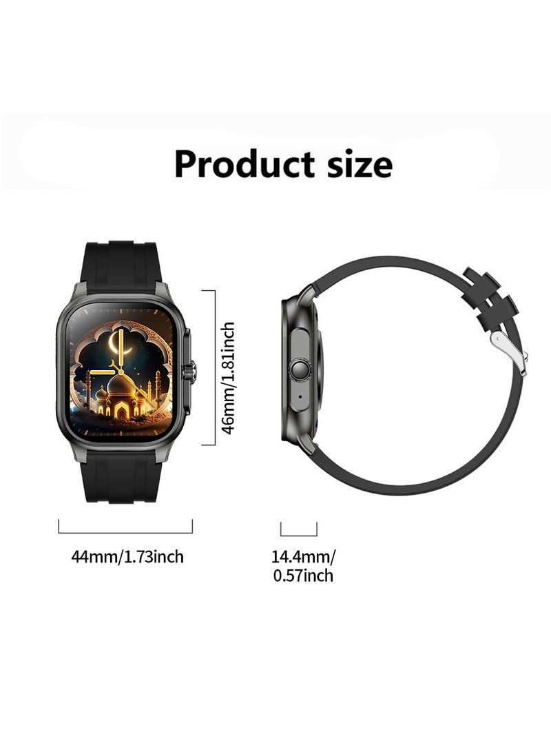 LIGE Muslims Smart Watch with Qibla Pointer Voice Prayer Including 114 Chapters of Quranic Verses 2.01 Inch HD Display 400mAh Sports health Monitoring Bluetooth Call Waterproof Smart Watches for Men Women with Extra Metal Strap  - Image 4