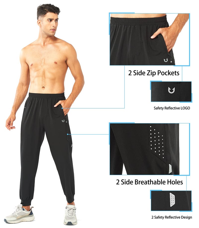 NORTHYARD Men's Athletic Running Pants Lightweight Workout Joggers Quick Dry Gym Sweatpants Active Sports Track Training Black XL - Image 4