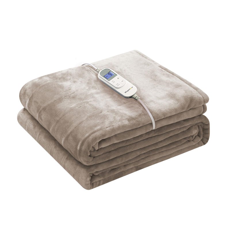 Wapaneus Foot Pocket Heated Blanket Electric Throw with 10 Heating Levels and 4 Timer Settings 4 Hours Auto Shut Off Flannel FastHeating Heated Throw 50 x 60 Machine Washable Mushroom