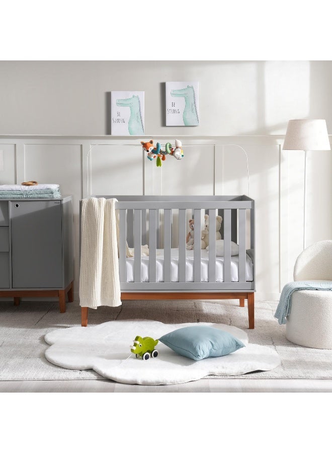 Pan Home Elenor Baby Crib 70X130 Cm - Grey - Image 1