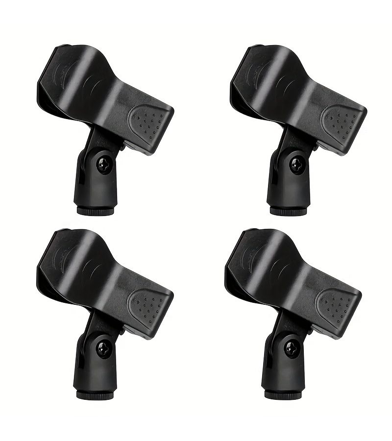4 Pack Microphone Spring Clips M-01 Compatible with Handheld XLR Wireless Shotgun Condenser Mics Flexible Mounting Durable Plastic Black Microphone Accessories - Image 1