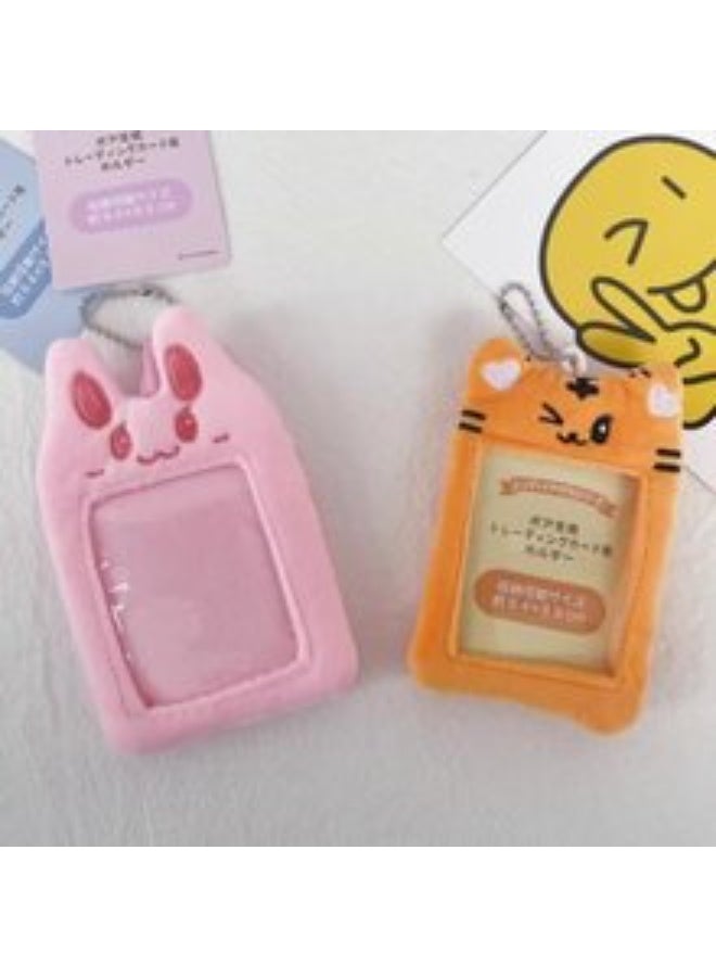 NIBEMINENT 1 - Piece Cute Little Bear Rabbit Kpop Photo Card Holder Pendant Key Chain ID Badge Holder ID Card Holder Photo Card Protector for School ID Office ID Access Card for Women Girls - Image 2