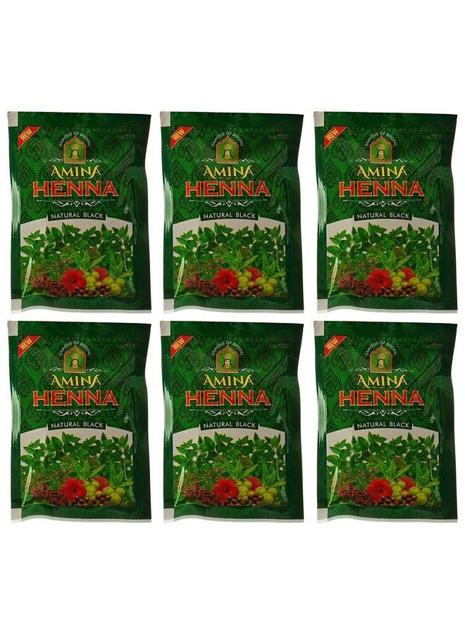 Amina - Henna Natural Black Hair Colour Heena Mehndi 25 G (Pack Of 6) - Image 1
