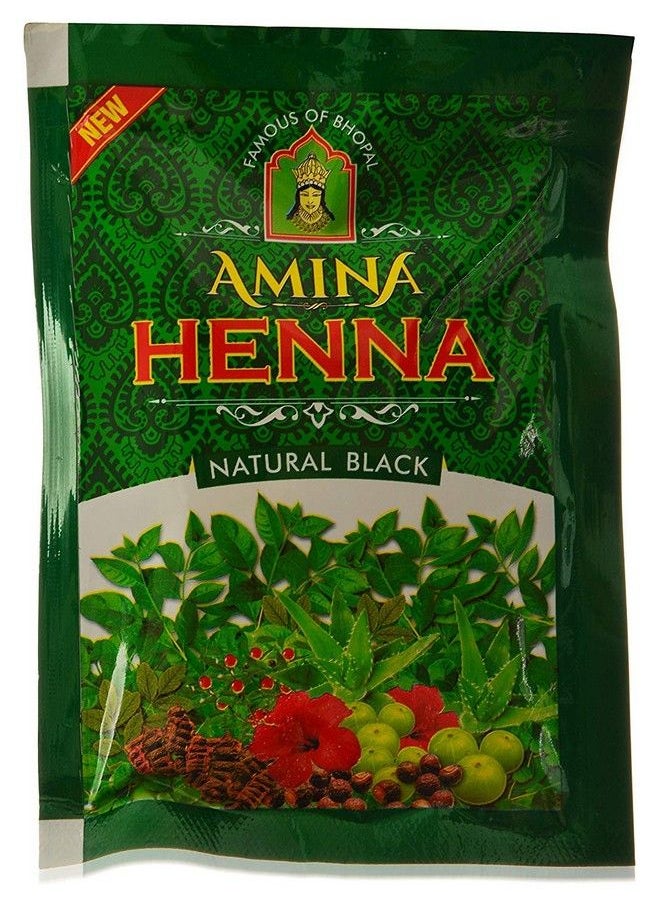 Amina - Henna Natural Black Hair Colour Heena Mehndi 25 G (Pack Of 6) - Image 1