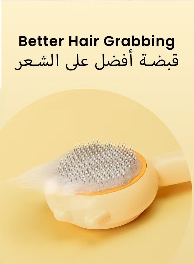 Generic Pet Cat Grooming Brush, Self-Cleaning Slicker Brush for Cats, Long and Short Hair, Stainless Steel Bristles, Ergonomic Handle - Image 5