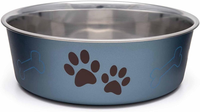 Loving Pets Bella Dog Bowls- Stainless Steel Dog & Cat Bowls - Spill Proof Dog Food Bowl, Cat Bowl, Puppy Essentials & Pet Supplies Great for Home & Travel (Large 35-65 lbs, Blueberry) - Image 1
