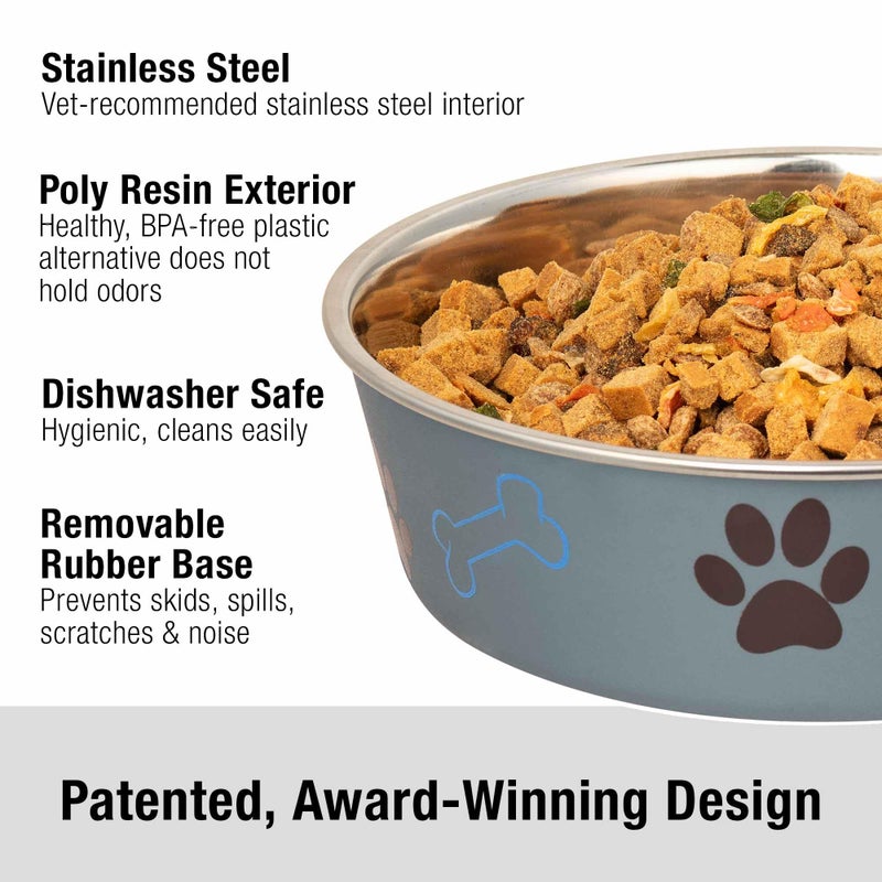 Loving Pets Bella Dog Bowls- Stainless Steel Dog & Cat Bowls - Spill Proof Dog Food Bowl, Cat Bowl, Puppy Essentials & Pet Supplies Great for Home & Travel (Large 35-65 lbs, Blueberry) - Image 2
