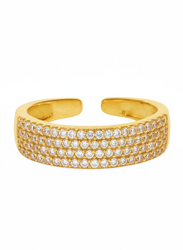 LMA Krestal Gold-toned Ring for Women Encrusted with Diamond-like Zircon – One Size - Image 1