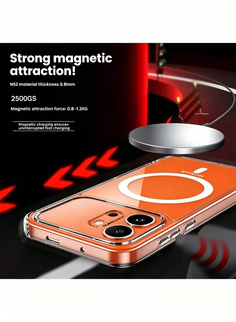 أداندو جراب مغناطيسي متوافق مع هاتف Honor 600 5G، متوافق مع ملحقات Mag-Safe، غطاء حماية مقاوم للصدمات، ظهر صلب شفاف من البولي كربونات لا يصفر. - Image 3