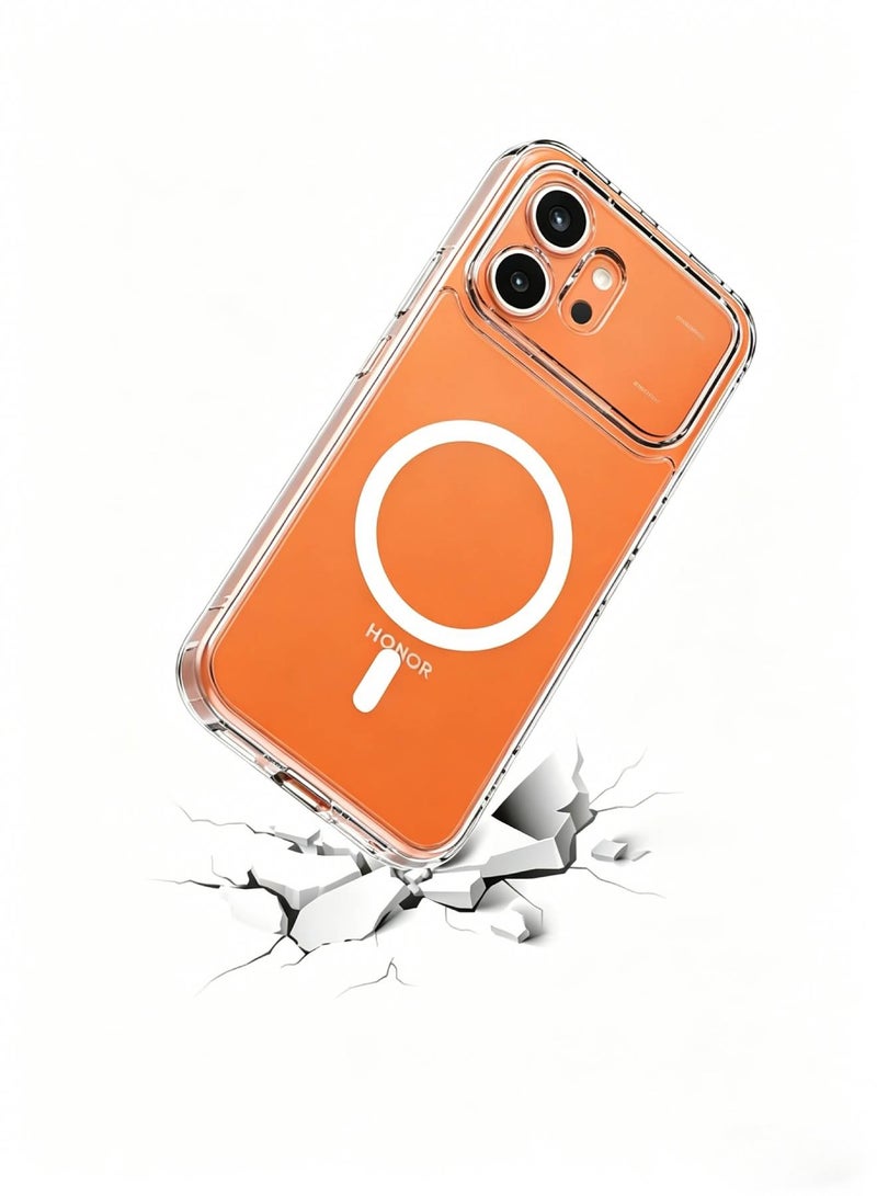 أداندو جراب مغناطيسي متوافق مع هاتف Honor 600 5G، متوافق مع ملحقات Mag-Safe، غطاء حماية مقاوم للصدمات، ظهر صلب شفاف من البولي كربونات لا يصفر. - Image 2