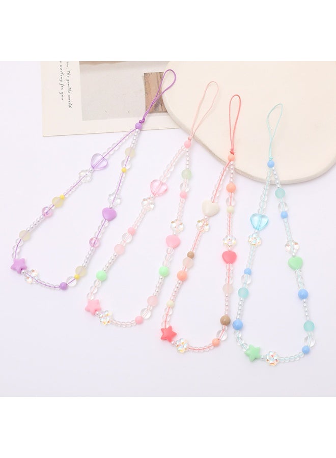 NIBEMINENT Phone Charm/ Chain Strap for Women Girls, Acrylic Love Beads Cell Phone Case Lanyard Wrist Strap - Image 2