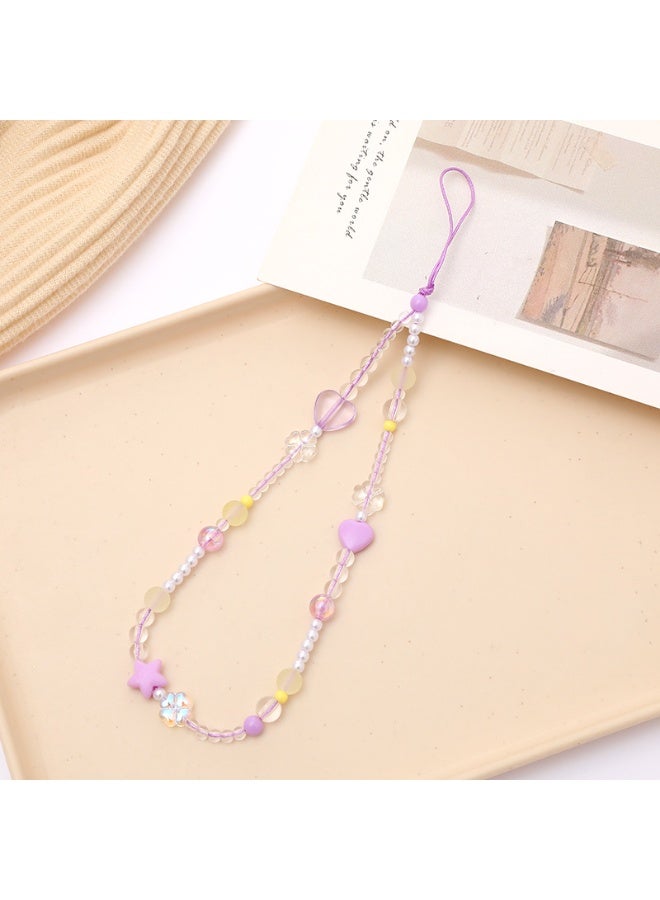 NIBEMINENT Phone Charm/ Chain Strap for Women Girls, Acrylic Love Beads Cell Phone Case Lanyard Wrist Strap - Image 1