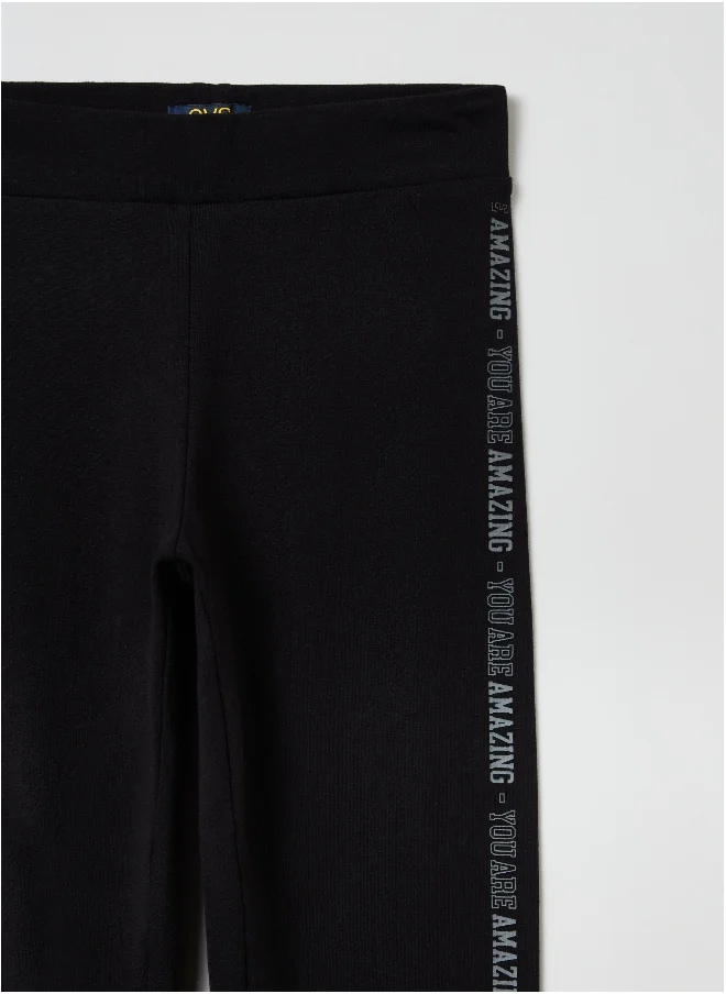 Ovs OVS Leggings With Printed Lettering