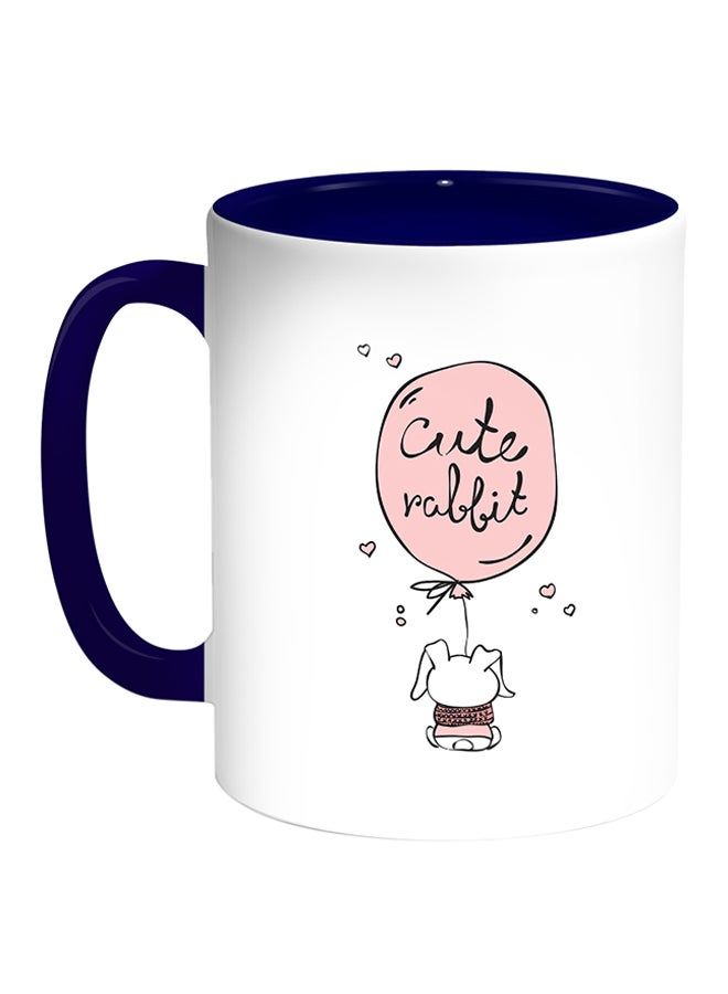 RKN Cartoon Drawings - Rabbits Printed Coffee Mug White Blue 11 ounce - Image 2