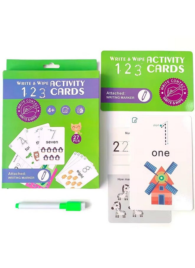 Adora - Adora Reusable Wipe and Clean Card Book Activity : Write and Practice Number 1-100 | Includes Marker & 27 Pcs Cards - Image 1