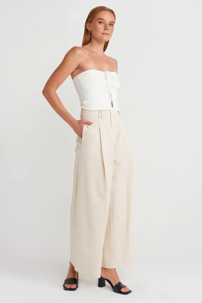 Dilvin White DILVIN Women’s Strapless Crop Blouse With Tie Detail for Women | Best Price UAE