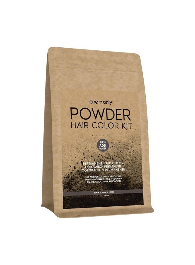 One N Only One 'n Only Powder Hair Color Kit, Black, Permanent Color in Single Application, 100% Gray Hair Coverage without Lift, Just Add Water - No Developer Needed, Vegan and Cruelty Free - Image 1