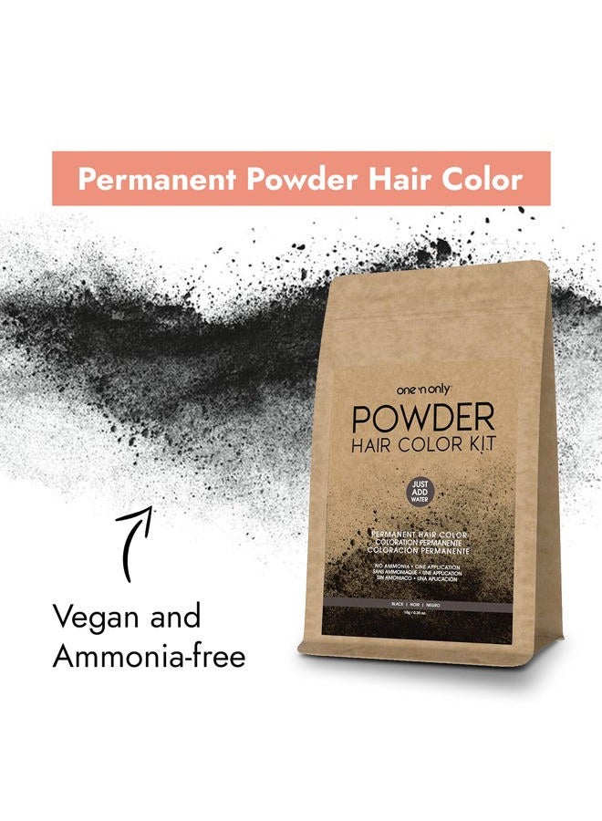One N Only One 'n Only Powder Hair Color Kit, Black, Permanent Color in Single Application, 100% Gray Hair Coverage without Lift, Just Add Water - No Developer Needed, Vegan and Cruelty Free - Image 4