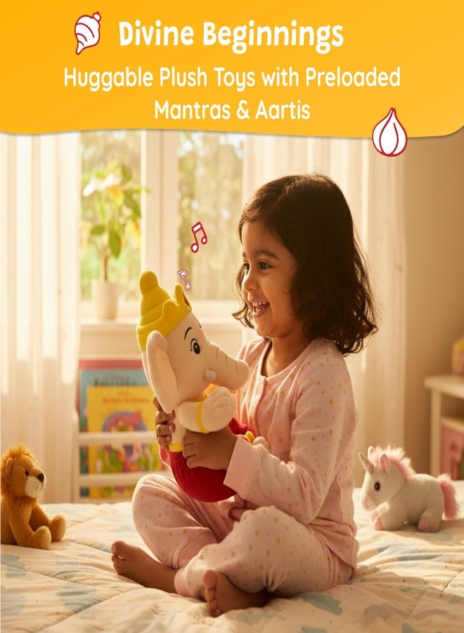 WonderBuddy Divine Mantra Chanting Baby Ganesha with 10 Preloaded Mantras & Aartis, Musical Soft Plush Toy, Best Gift for Infants, Toddlers & Kids (Medium - 25 Cm) - Image 2