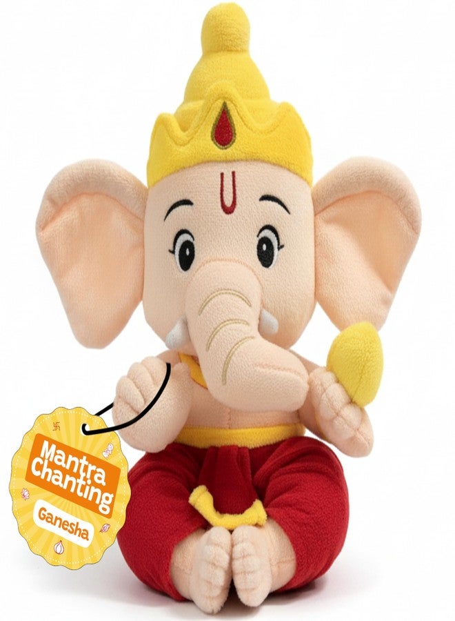 WonderBuddy Divine Mantra Chanting Baby Ganesha with 10 Preloaded Mantras & Aartis, Musical Soft Plush Toy, Best Gift for Infants, Toddlers & Kids (Medium - 25 Cm) - Image 1