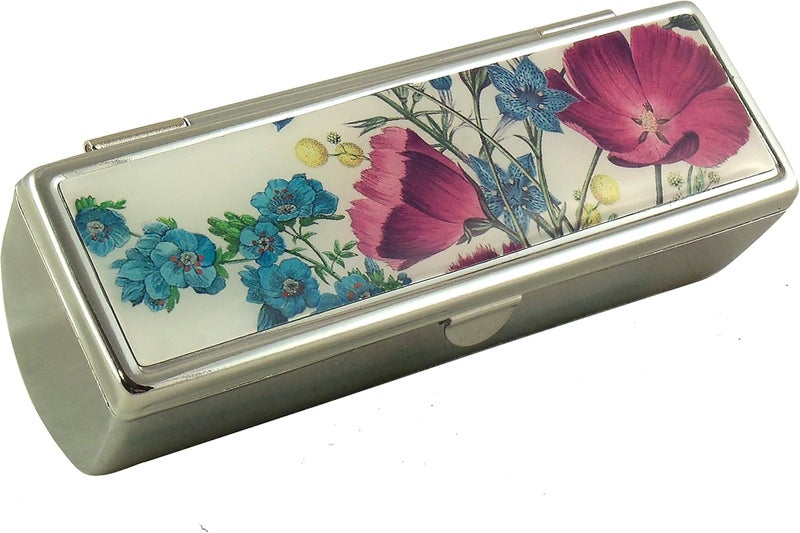 Houder Designer Lipstick Case with Mirror for Purse - Decorative Lipstick Holder with Gift Box - Velvet Lined - Protect Your Lipsticks in Style (Violets)