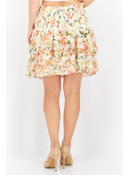 1 State Women Floral Print Mini Skirt, White Combo  - Image 4