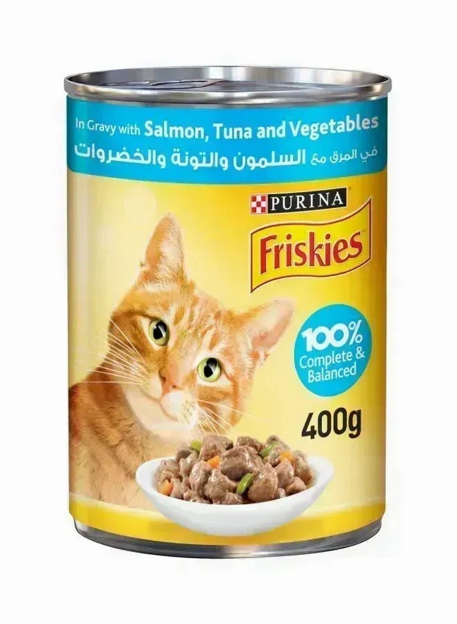 Friskies Salmon, Tuna And Vegetables In Gravy Cat Food, 400g