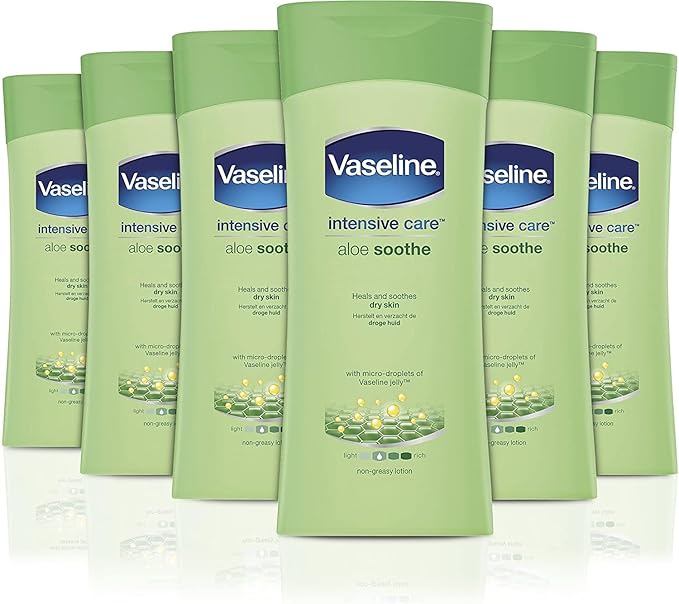 Vaseline Intensive Care Aloe Soothe heals and refreshes skin Body Lotion for dry skin 6 x 200 ml - Image 1