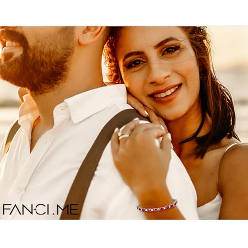 FANCIME July Birthstone Bracelet Sterling Silver Created Ruby Tennis Bracelet Cubic Zirconia Oval Gemstone Dainty Fine Jewelry for Women 7" - Image 5