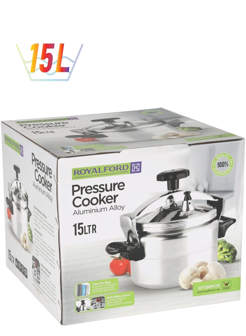 Royalford Pressure Cooker Aluminium Alloy 15L Three Ply Base Multi Safety Device - Image 1