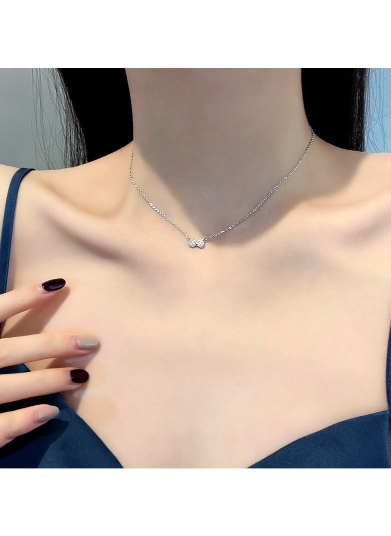 Satinior - Silver Bow Element Necklace - Image 1