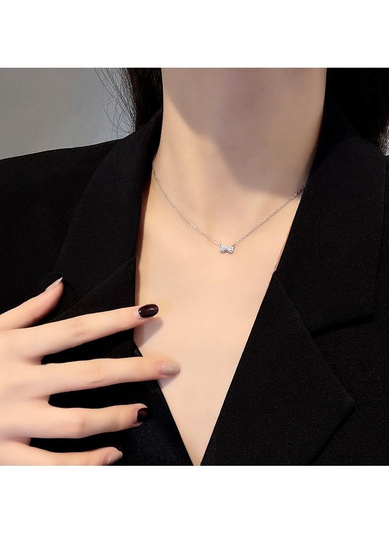 Satinior - Silver Bow Element Necklace - Image 1