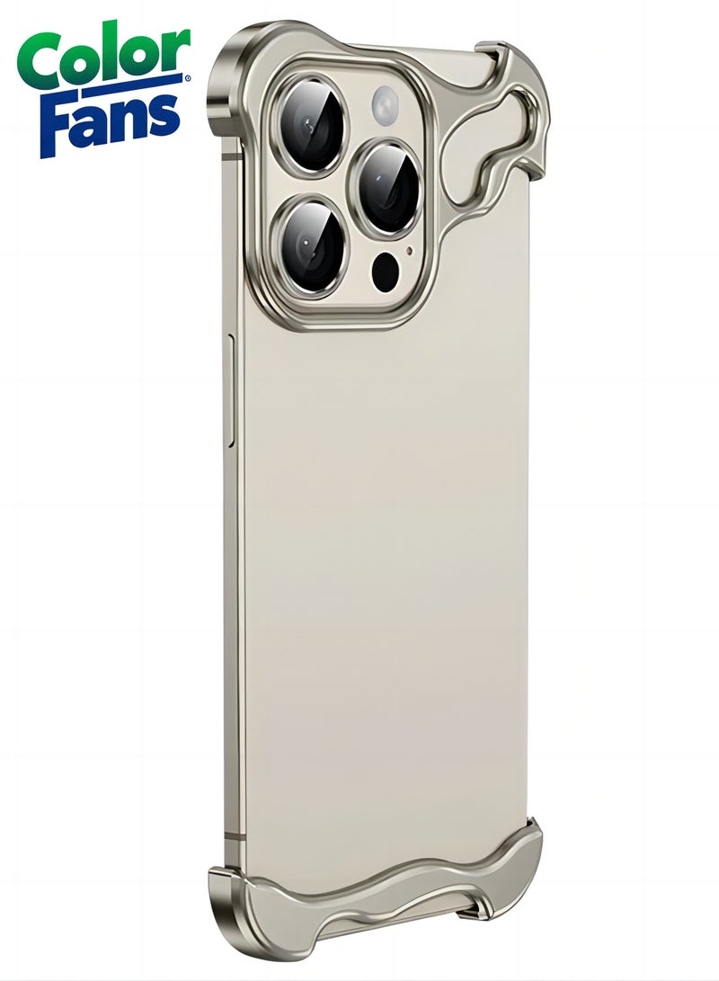 Color Fans Suitable for iPhone 12 Pro Max Alien Borderless Metal Corner Pad Phone Case with Lens Film Grey - Image 1