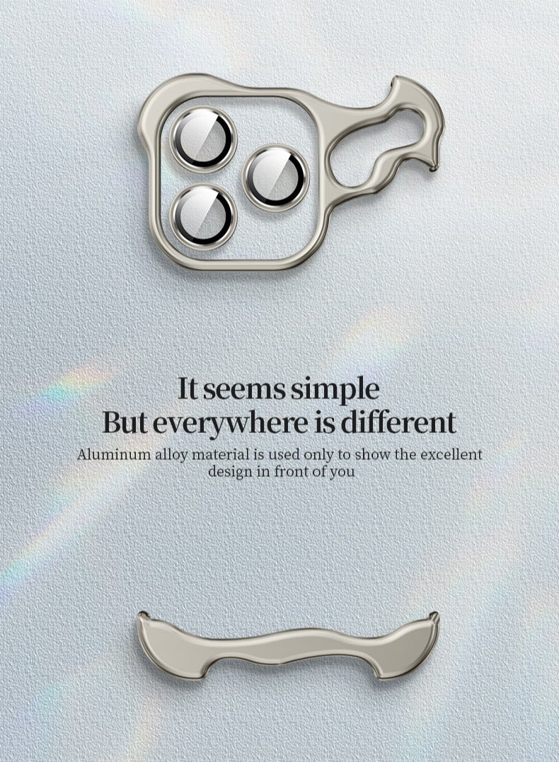 Color Fans Suitable for iPhone 12 Pro Max Alien Borderless Metal Corner Pad Phone Case with Lens Film Grey - Image 2