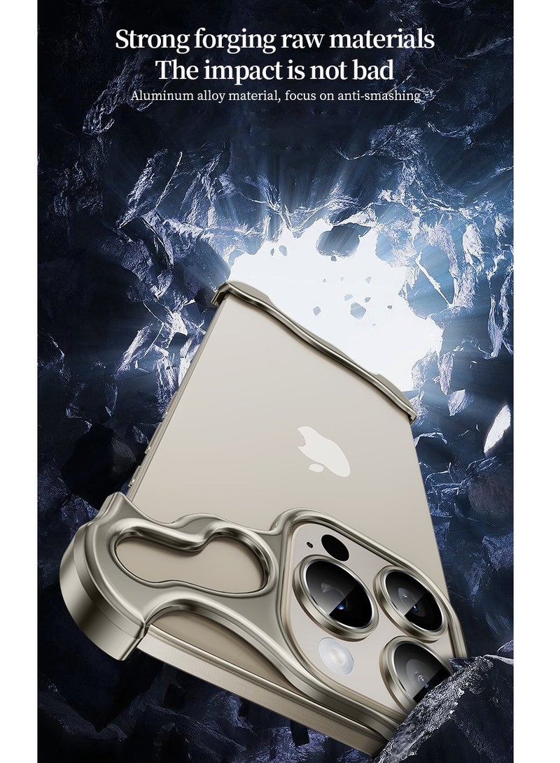 Color Fans Suitable for iPhone 12 Pro Max Alien Borderless Metal Corner Pad Phone Case with Lens Film Grey - Image 4