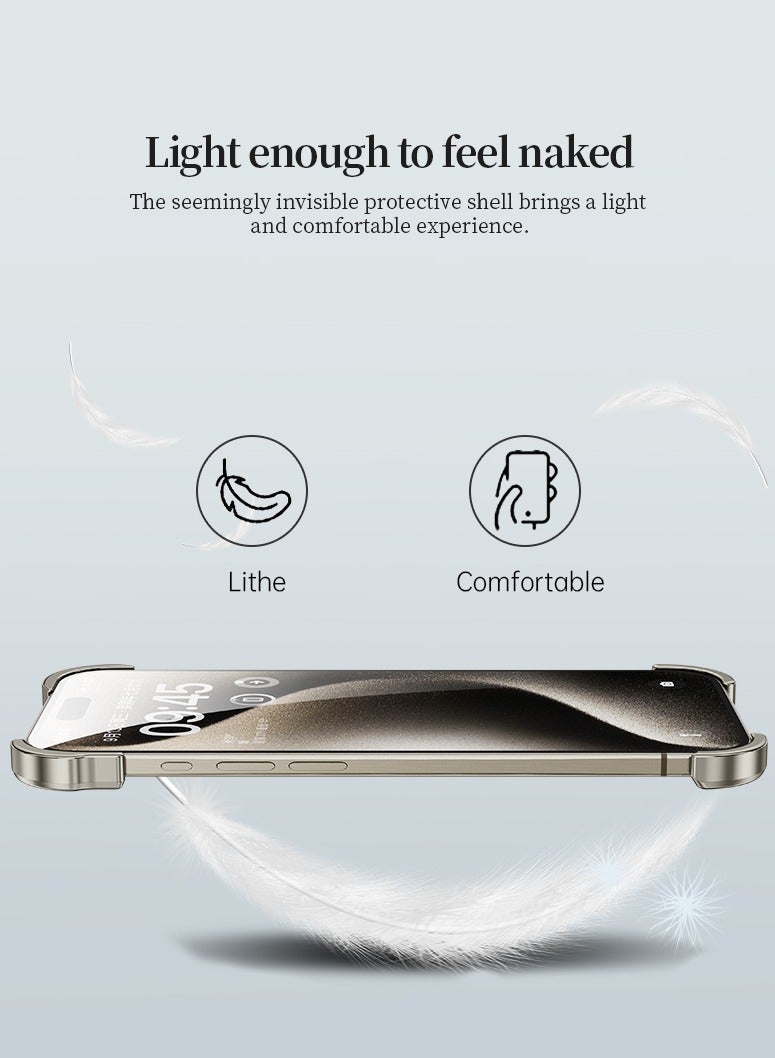 Color Fans Suitable for iPhone 12 Pro Max Alien Borderless Metal Corner Pad Phone Case with Lens Film Grey - Image 3