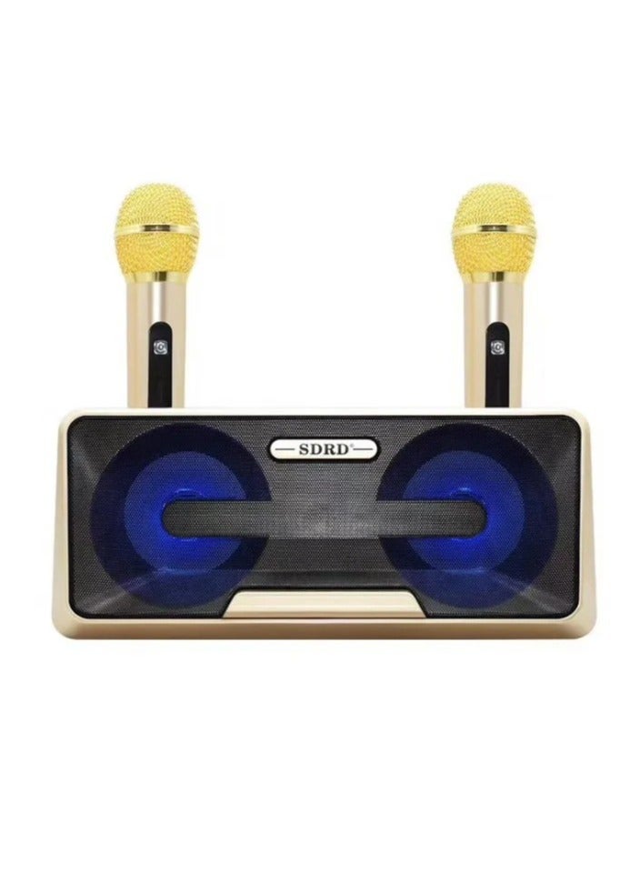 SDRD Microphone 2 in 1 Family Portable Wireless Live Dual Bluetooth Speaker Wireless with Dual Microphones  - Image 1