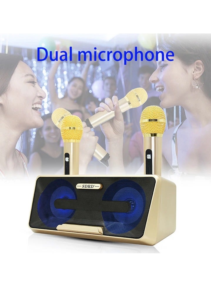 SDRD Microphone 2 in 1 Family Portable Wireless Live Dual Bluetooth Speaker Wireless with Dual Microphones  - Image 2