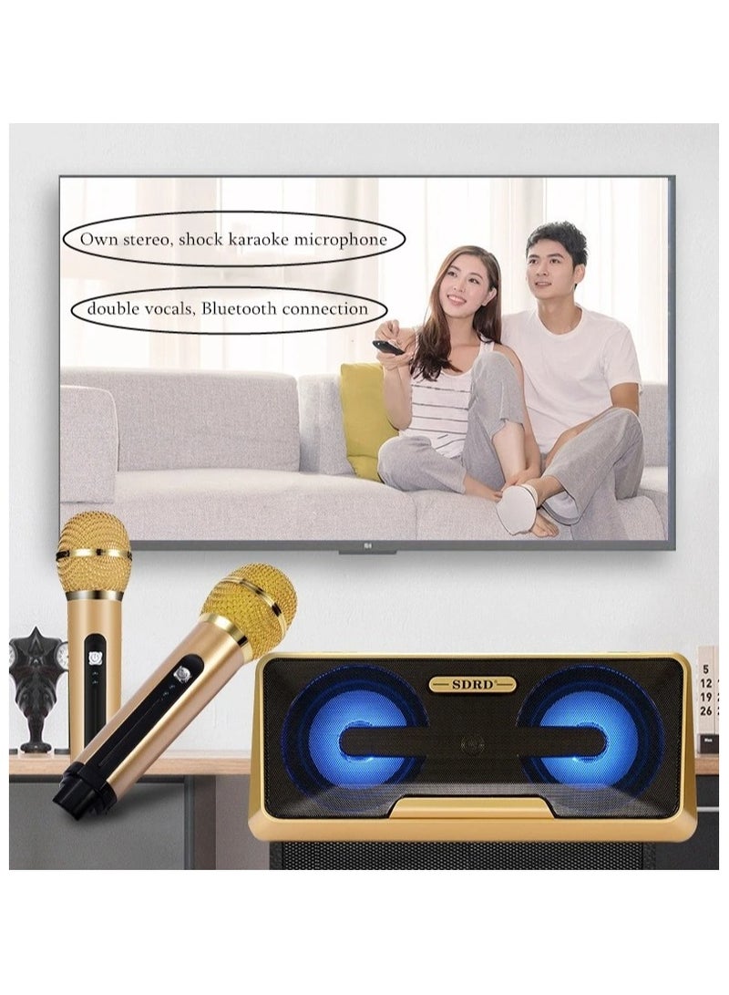 SDRD Microphone 2 in 1 Family Portable Wireless Live Dual Bluetooth Speaker Wireless with Dual Microphones  - Image 3