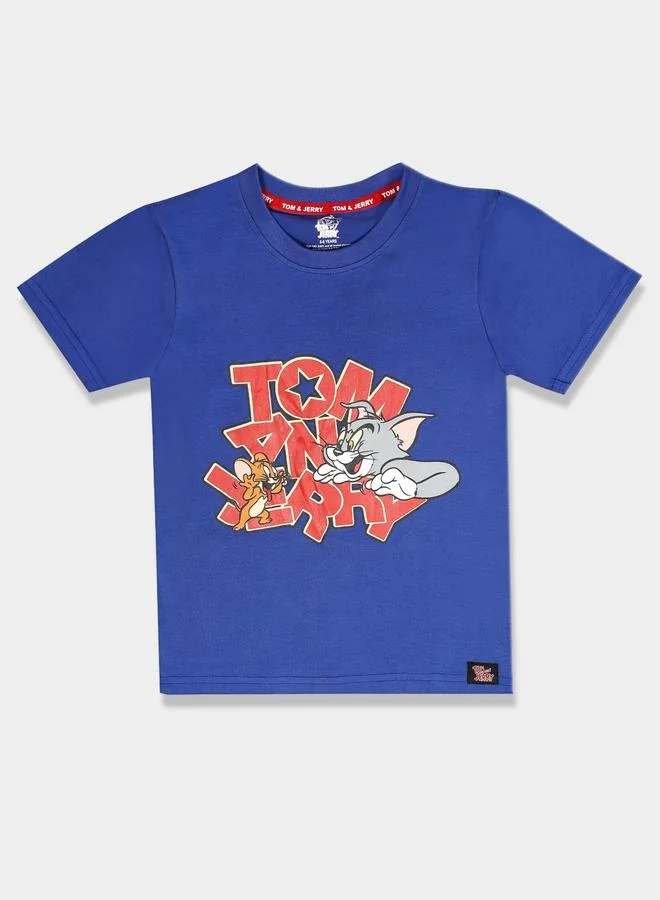 توم آند جيري تيشيرت عصري بياقة دائرية وطبعة جرافيك