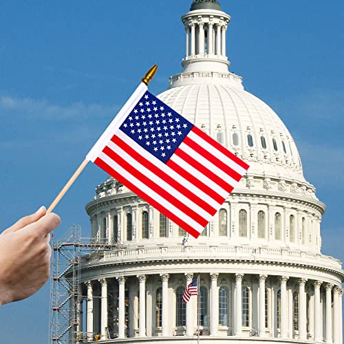 HOOSUN Small American Flags on Stick,50 Pcs Small American Flags for Outside,Patriotic Decorations 4''x6'' USA Flag,Mini US Flag With Wooden Stick for Yard Party,Patriotic Veterans Day Decorations - Image 4