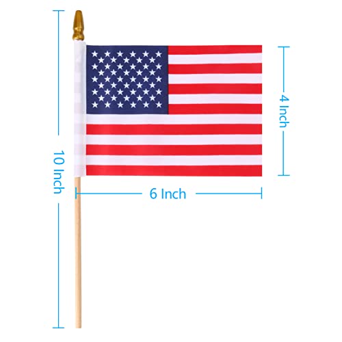 HOOSUN Small American Flags on Stick,50 Pcs Small American Flags for Outside,Patriotic Decorations 4''x6'' USA Flag,Mini US Flag With Wooden Stick for Yard Party,Patriotic Veterans Day Decorations - Image 5