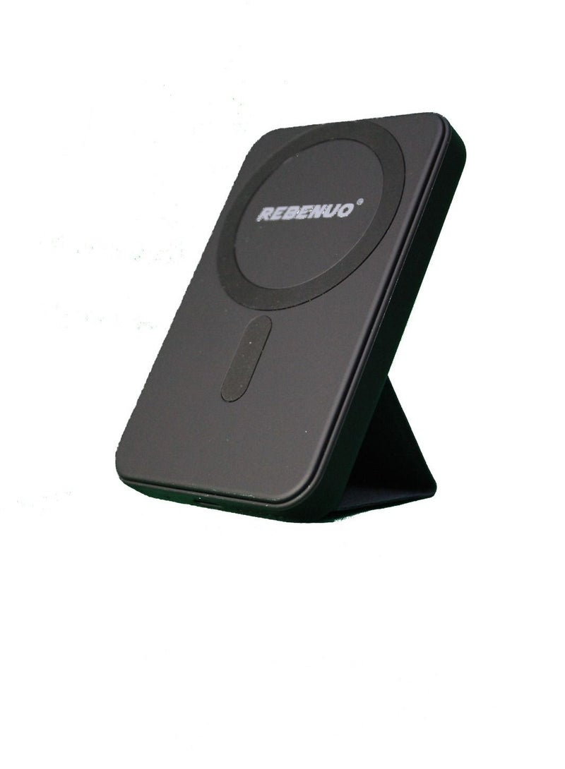 REBENUO Magnetic Battery (MagGo), 5000mAh Foldable Magnetic Wireless Portable Charger and USB-C iPhone 14 Pro Max/14/13 Series Black - Image 4