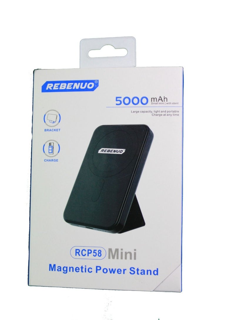 REBENUO Magnetic Battery (MagGo), 5000mAh Foldable Magnetic Wireless Portable Charger and USB-C iPhone 14 Pro Max/14/13 Series Black - Image 5